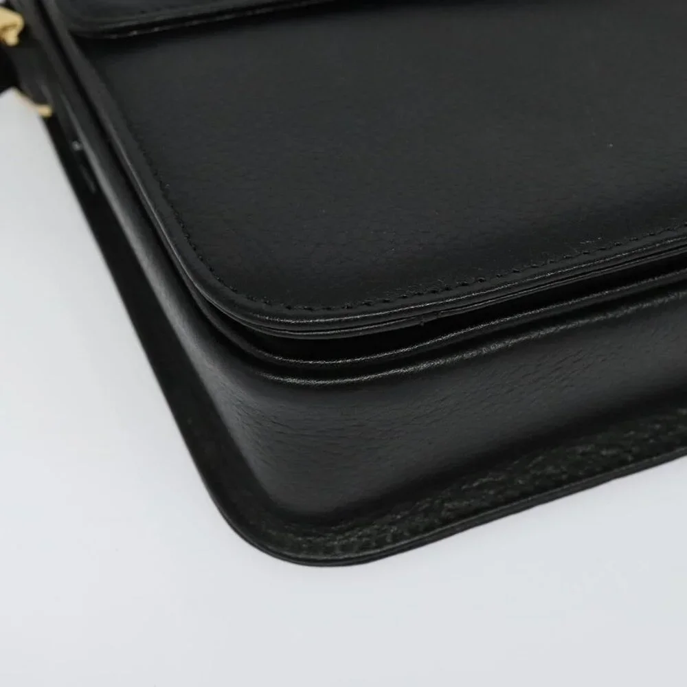 Authentic Burberrys Shoulder Bag Leather Black Gold - Picture 16 of 16